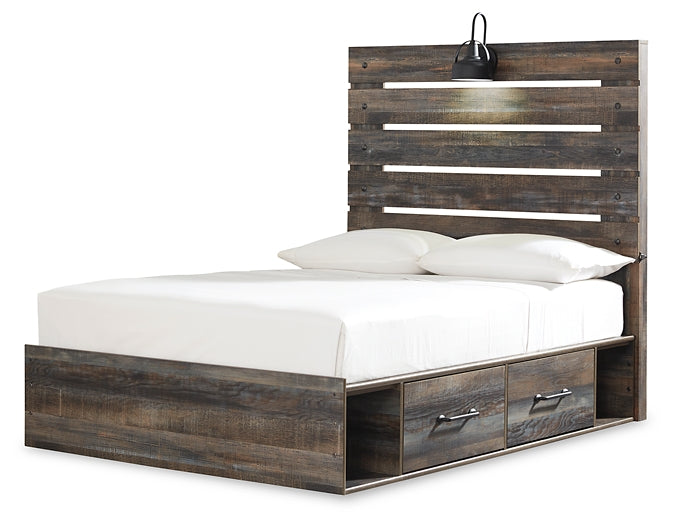 Drystan  Panel Bed With 2 Storage Drawers With Mirrored Dresser And 2 Nightstands