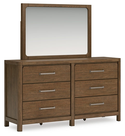 Cabalynn California King Panel Bed with Storage with Mirrored Dresser