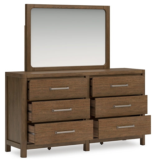 Cabalynn California King Panel Bed with Storage with Mirrored Dresser