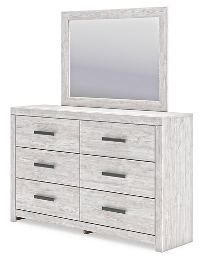 Cayboni Queen Panel Bed with Mirrored Dresser and Nightstand