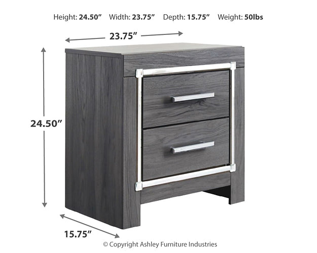 Lodanna King Panel Bed with Mirrored Dresser, Chest and 2 Nightstands