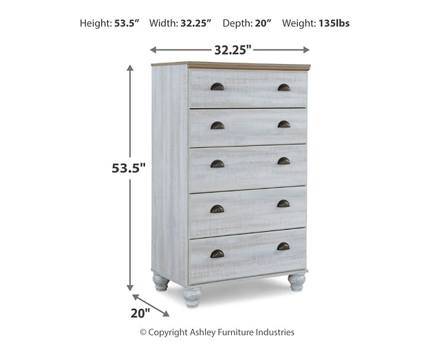 Haven Bay King Panel Bed with Mirrored Dresser and Chest