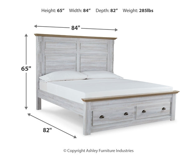 Haven Bay King Panel Storage Bed with Mirrored Dresser and 2 Nightstands