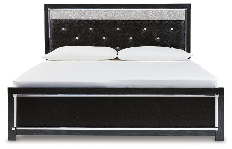 Kaydell King Upholstered Panel Platform Bed with Dresser