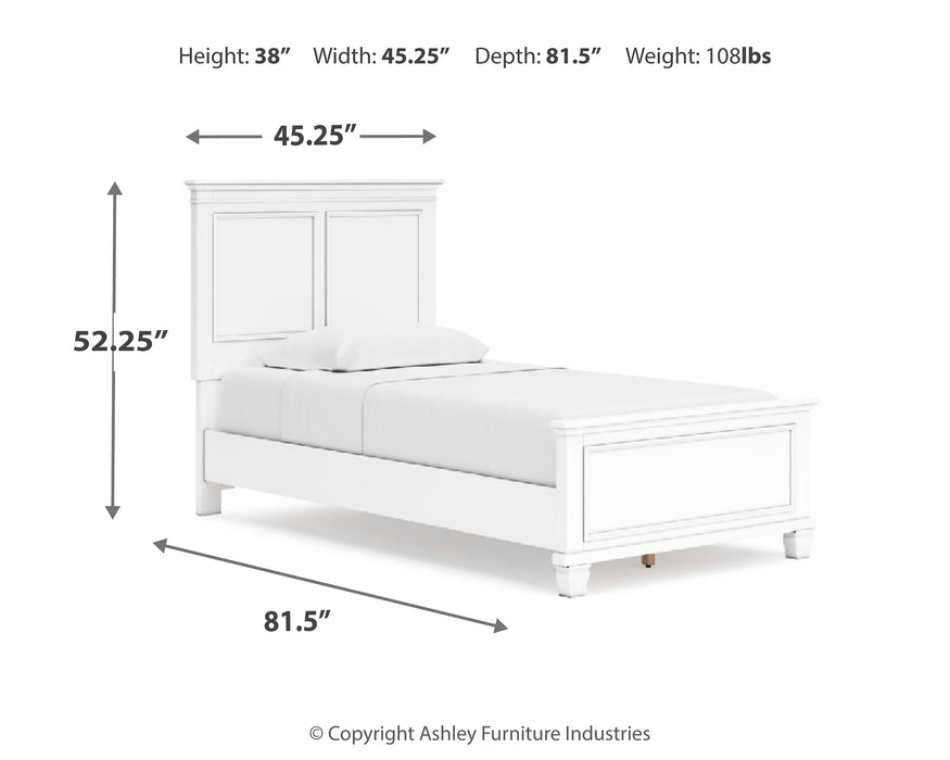 Fortman Twin Panel Bed with Mirrored Dresser